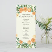 Peach Ivory Wedding Roos Menu (Staand voorkant)