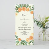 Peach Ivory Wedding Roos Menu (Staand voorkant)