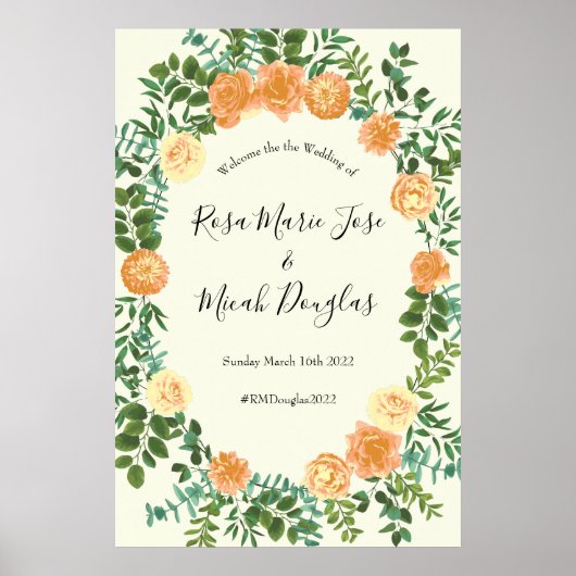 Peach Ivory Wedding  Roos Poster (Voorkant)