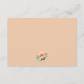 Peach Jade Turquoise Floral Mariage Cartes de Réce (Dos)