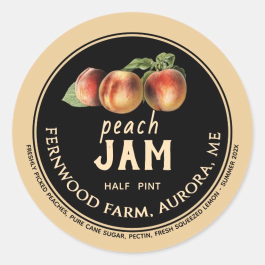 Peach Jam Jar Étiquette Jelly Preserve (Devant)