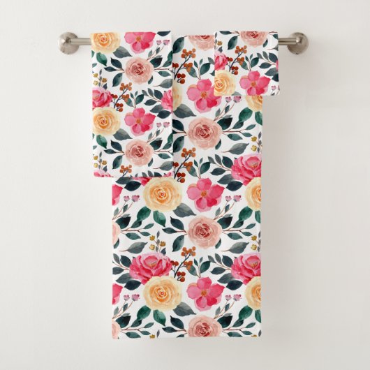 Peach Jaune Rose Vert Fille Motif Floral (En situation)