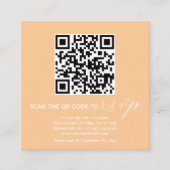 Peach kalligrafie QR code RSVP foto val bruiloft Informatiekaartje (Voorkant)