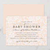  Peach Lace Baby shower Uitnodiging (Voorkant / Achterkant)
