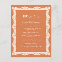 Peach Lace Details Reception Information Wedding  Informatiekaartje