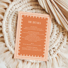 Peach Lace Details Reception Information Wedding  Informatiekaartje