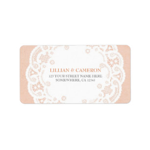 Peach Lace Doily Étiquettes de adresse