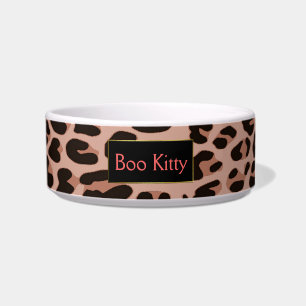 Peach Leopard Print Custom Cat Bowl Voerbakje