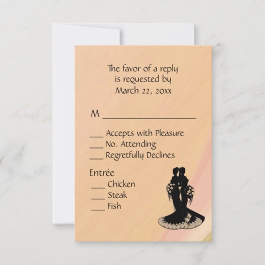 Peach Lesbian Wedding Menu Choice RSVP (Voorkant)
