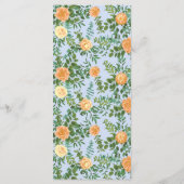 Peach Light Blue Peony & Rose Floral Mariage Menu (Dos)