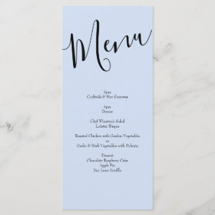 Peach Light Blue Peony & Rose Floral Mariage Menu