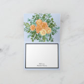 Peach Light Blue Wedding Rozen Floral Bedankkaart (Binnen)
