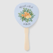 Peach Light Blue Wedding Rozen Floral Handwaaier (Voorkant)