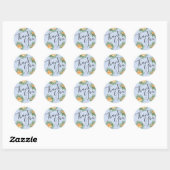 Peach Light Blue Wedding Rozen Floral Ronde Sticker (Vel)