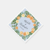 Peach Light Blue Wedding Rozen Floral Servet (Hoek)