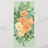 Peach Light Green Peony & Rose Floral Mariage Menu (Dos)