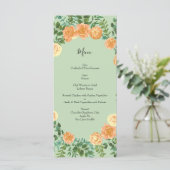 Peach Light Green Peony & Rose Floral Mariage Menu (Debout devant)