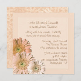 Peach Linen Gerber Daisy Custom Wedding Invitation Kaart