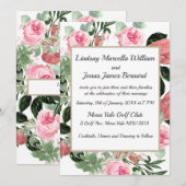 Peach Magnolia Faire-part de mariage florale rose (Devant / Derrière)