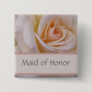 Peach Maid of Honor Wedding PIn Vierkante Button 5,1 Cm