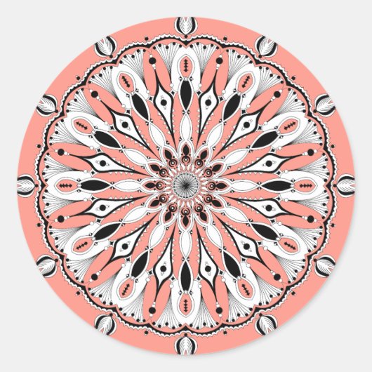 Peach Mandala (Design 2) Stickers (Voorkant)