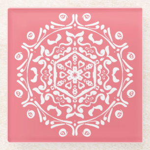 Peach Mandala Glazen Onderzetter
