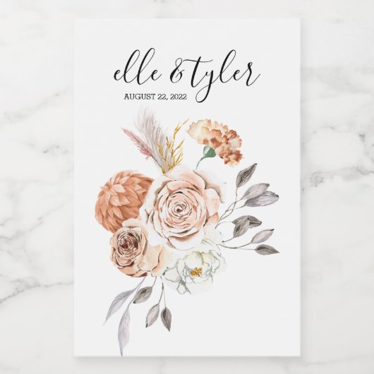 Peach Mariage Étiquette à vin (Étiquettes simples)