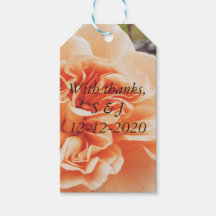 Peach mariage thème étiquettes cadeaux