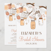 Peach Mason Jars Bridal Shower Kaart (Voorkant / Achterkant)