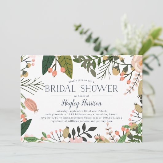 Peach Meadow | Bridal Shower-uitnodiging Kaart (Staand voorkant)