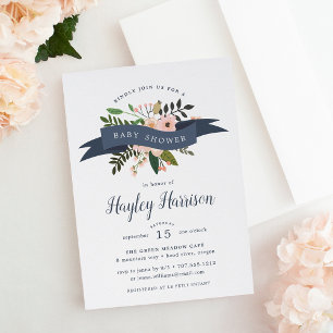 Peach Meadow   Uitnodiging tot Baby shower