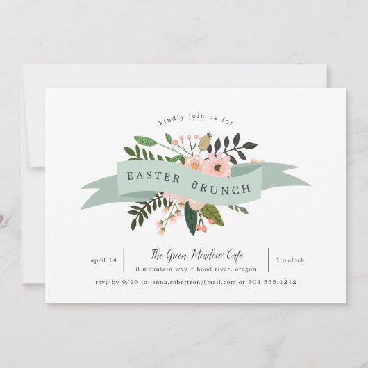 Peach Meadow | Uitnodiging tot Pasen-Brunch (Voorkant)