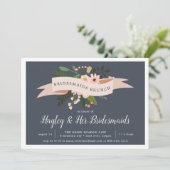 Peach Meadow | Uitnodiging van Bridesmaids Brunch (Staand voorkant)