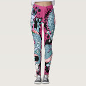 Peach Melba Splash Dragon Tattoo op Roze Leggings (Voorkant)