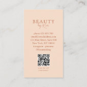 Peach Minimal Salon QR Code Loyalty Visitekaartje (Achterkant)