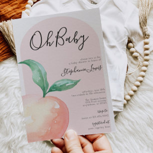 Peach minimalist Baby shower Invitation Kaart