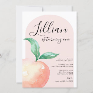 Peach minimalist Birthday Party Invitation Kaart