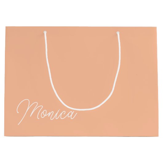 Peach Minimalist Monoline Kalligrafie Bruidsmeisje Groot Cadeauzakje (Voorkant)