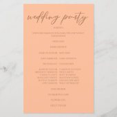 Peach Minimalist Script Programme de mariage d'été (Dos)