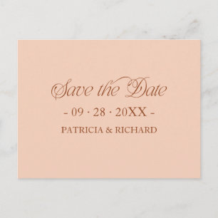 Peach Minimalistische Typografie Save the Date Briefkaart