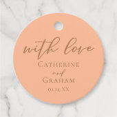 Peach minimalistische typografie zomer bruiloft bedankjes labels (Voorkant)