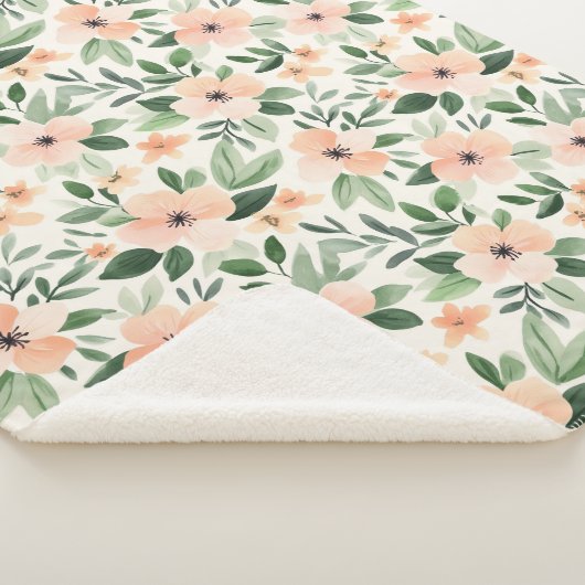 Peach Mint Flowers   Sherpa Deken (3/4)