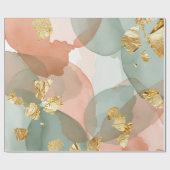Peach & Mint Gold Leaf Easter  Cadeaupapier (Vlak)