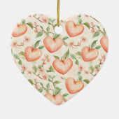 Peach Mint Pretty Roses Floral Stripes Keramisch Ornament (Achterkant)