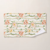 Peach Mint Roses Floral Stripes   (Serviette à main)