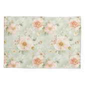 Peach Mint Roses Floral Stripes Birthday Kussensloop (Achterkant-Links)
