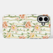 Peach Mint Roses Floral Stripes   Case-Mate iPhone Case (Achterkant (horizontaal))