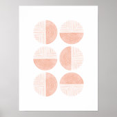 Peach Modern Circle Geometric Art Print Poster (Voorkant)