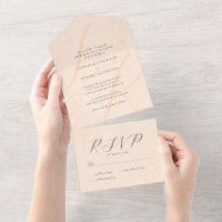 Peach Modern minimalist Typography Floral Wedding