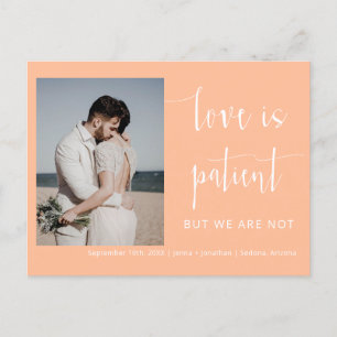 Peach Modern Minimalistisch Script Photo Elopement Briefkaart